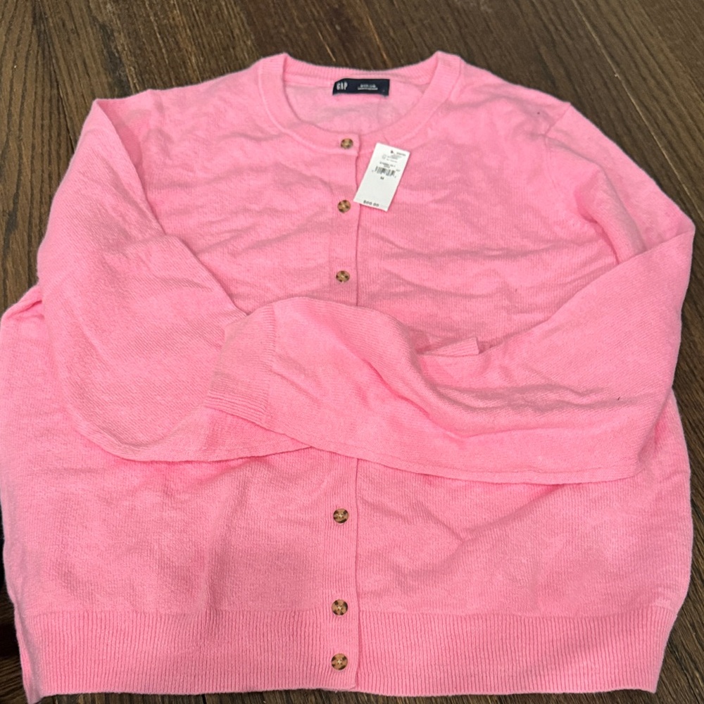 GAP Pink Button-Front Cardigan with Gold Buttons